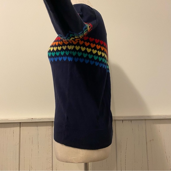 Chaser Small Rainbow Hearts Navy Blue Long Sleeve Pullover - Picture 4 of 12